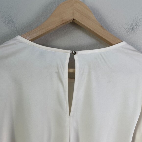 J Crew Womens Plus XXL Ruffled Cuff Blouse Ivory Long Sleeve Satin Top - Picture 8 of 8